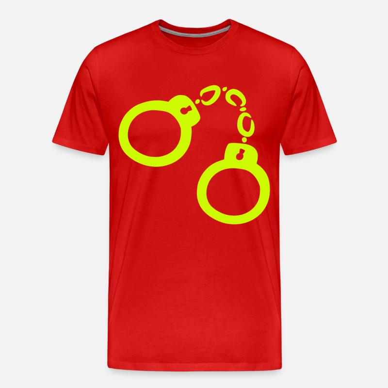 Handschellen Gelb - Männer Premium Bio T-Shirt - Rot