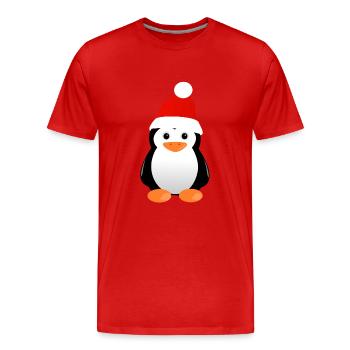 Pinguin Weihnachten süß - Männer Premium Bio T-Shirt - Rot - Vorne - Damien (186cm)