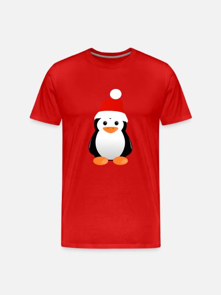Pinguin Weihnachten süß - Männer Premium Bio T-Shirt - Rot