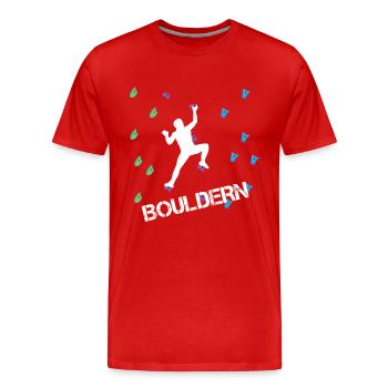 Bouldern Klettern Kletterer - Männer Premium Bio T-Shirt - Rot - Vorne - Damien (186cm)