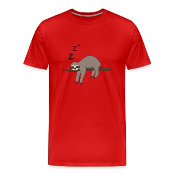 Paresseux endormi - T-shirt bio Premium Homme - rouge - Devant - Damien (186cm)