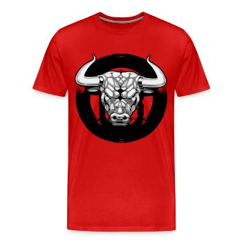 bœuf taureau Espagne cornes sabots vache bovins sauvages - T-shirt bio Premium Homme - rouge - Devant - Damien (186cm)