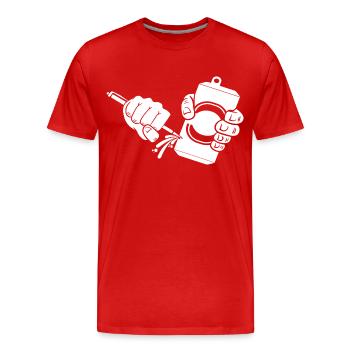 Beer canned beer can piercing - Men's Premium Organic T-Shirt - red - Front - Damien (186cm)