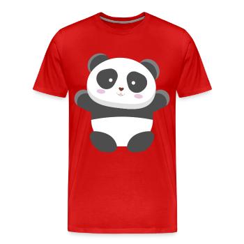 Panda cheers panda bear design - Men's Premium Organic T-Shirt - red - Front - Damien (186cm)