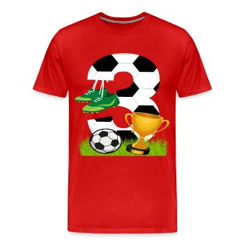 Football 3 Birthday Football Player Football - Men's Premium Organic T-Shirt - red - Front - Damien (186cm)