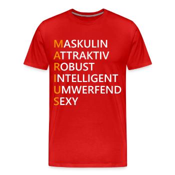 Marius Name Geschenk - Männer Premium Bio T-Shirt - Rot - Vorne - Damien (186cm)