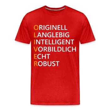 Oliver Name Geschenk - Männer Premium Bio T-Shirt - Rot - Vorne - Damien (186cm)