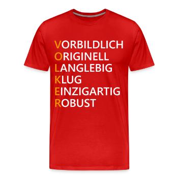 Volker Name Geschenk - Männer Premium Bio T-Shirt - Rot - Vorne - Damien (186cm)