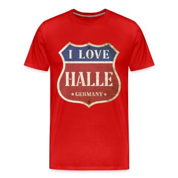Halle Germany City I Love Vintage Retro - Men's Premium Organic T-Shirt - red - Front - Damien (186cm)