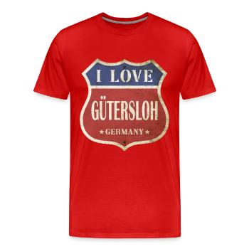 Gütersloh Deutschland Stadt I Love Vintage Retro - Männer Premium Bio T-Shirt - Rot - Vorne - Damien (186cm)
