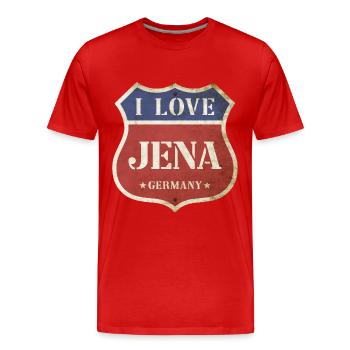 Jena Allemagne Ville J’aime Vintage Rétro - T-shirt bio Premium Homme - rouge - Devant - Damien (186cm)