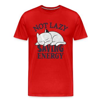 Chat pas paresseux et économe en énergie - T-shirt bio Premium Homme - rouge - Devant - Damien (186cm)