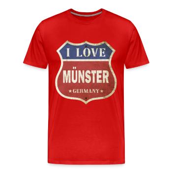 Münster Deutschland Stadt I Love Vintage Retro - Männer Premium Bio T-Shirt - Rot - Vorne - Damien (186cm)