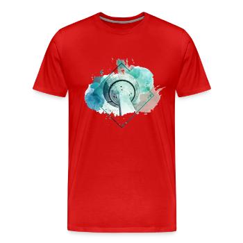 Dusseldorf Germany City Skyline Splash Colorful - Men's Premium Organic T-Shirt - red - Front - Damien (186cm)