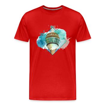 Dusseldorf Germany City Skyline Splash Colorful - Men's Premium Organic T-Shirt - red - Front - Damien (186cm)