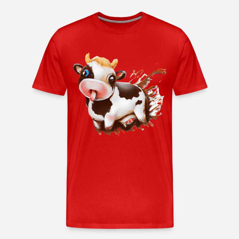 Schokoladen-Kuh mit Kakaospritzern - Männer Premium Bio T-Shirt - Rot
