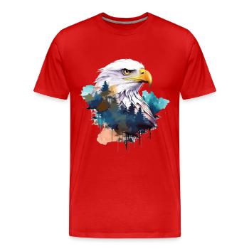 Eagle Head Nature Wilderness Forest Trees Art - Men's Premium Organic T-Shirt - red - Front - Damien (186cm)