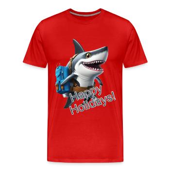 Glücklicher Hai - Männer Premium Bio T-Shirt - Rot - Vorne - Damien (186cm)
