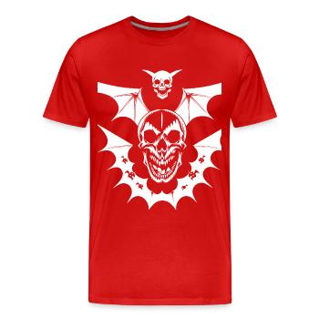 Horror Skull Skull Art Skull Gothic Heavy Metal - Men's Premium Organic T-Shirt - red - Front - Damien (186cm)
