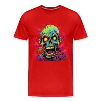 Zombie Head Creepy Halloween Zombie Hunter Undead - Men's Premium Organic T-Shirt - red - Front - Damien (186cm)