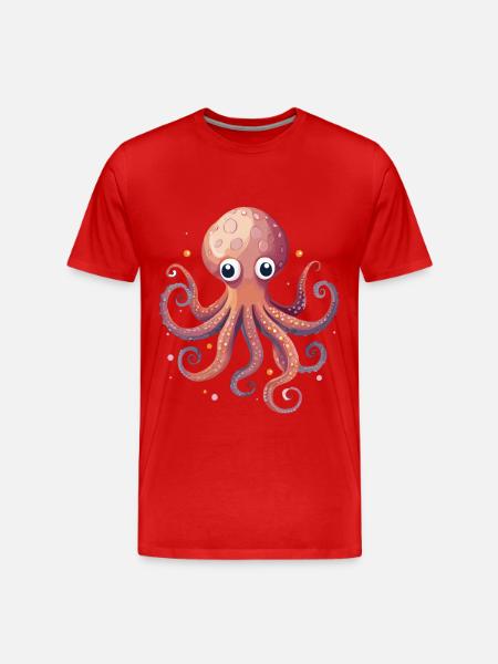 Cute Octopus - Men's Premium Organic T-Shirt - red