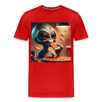 Alien Pizza Fun - Men's Premium Organic T-Shirt - red - Front - Damien (186cm)