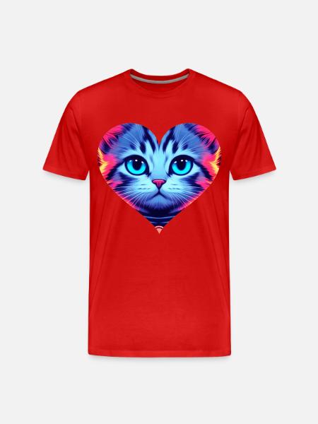 Kätzchen im Herzen 💞 - Männer Premium Bio T-Shirt - Rot
