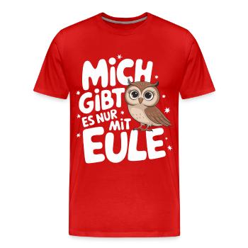 Nachteule Eule Eulen Vogel - Männer Premium Bio T-Shirt - Rot - Vorne - Damien (186cm)