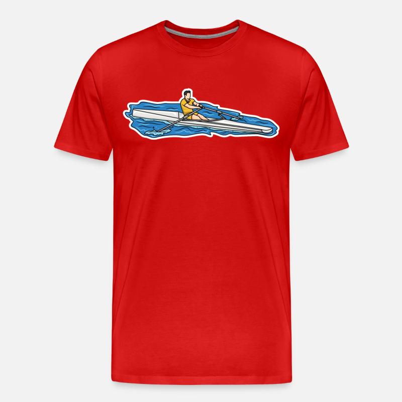 Ruderer Skizze - Männer Premium Bio T-Shirt - Rot