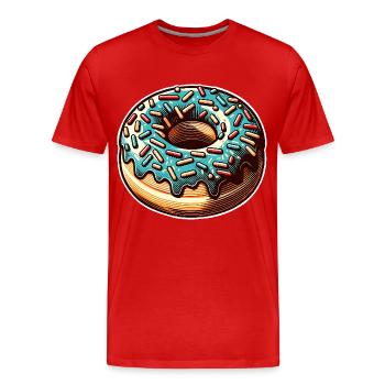 Donut - Männer Premium Bio T-Shirt - Rot - Vorne - Damien (186cm)