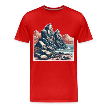 Rocher des montagnes - T-shirt bio Premium Homme - rouge - Devant - Damien (186cm)