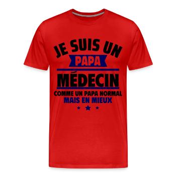 papa médecin : cadeau fête des pères - T-shirt bio Premium Homme - rouge - Devant - Damien (186cm)