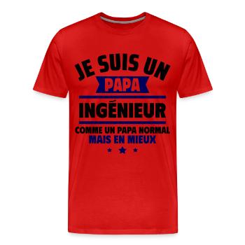 papa ingénieur, cadeau fête des pères - T-shirt bio Premium Homme - rouge - Devant - Damien (186cm)