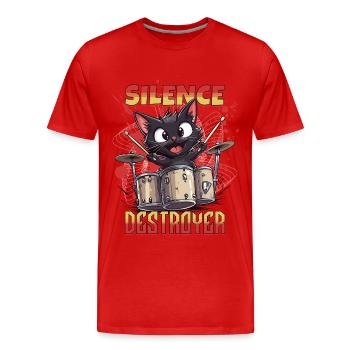 Schlagzeug Drums Silence Destroyer Katze Lustig - Männer Premium Bio T-Shirt - Rot - Vorne - Damien (186cm)