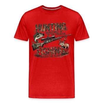Hunting and fishing solve every problem - Men's Premium Organic T-Shirt - red - Front - Damien (186cm)