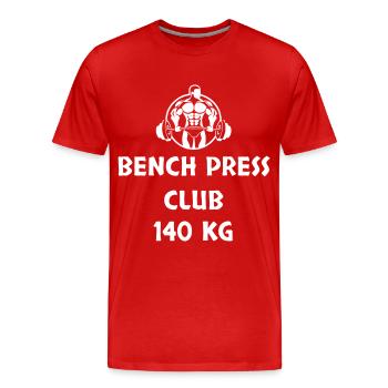 BENCH PRESS CLUB 140 KG - Men's Premium Organic T-Shirt - red - Front - Damien (186cm)