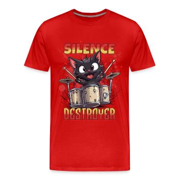 Schlagzeug Drums Silence Destroyer Katze Lustig - Männer Premium Bio T-Shirt - Rot - Vorne - Damien (186cm)