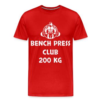 BENCH PRESS CLUB 200 KG - Men's Premium Organic T-Shirt - red - Front - Damien (186cm)