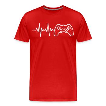 Gaming Puls Controller Skizze - Männer Premium Bio T-Shirt - Rot - Vorne - Damien (186cm)
