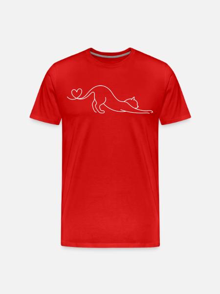 Aesthetic Single Line Cat Cute Gift - Men's Premium Organic T-Shirt - red