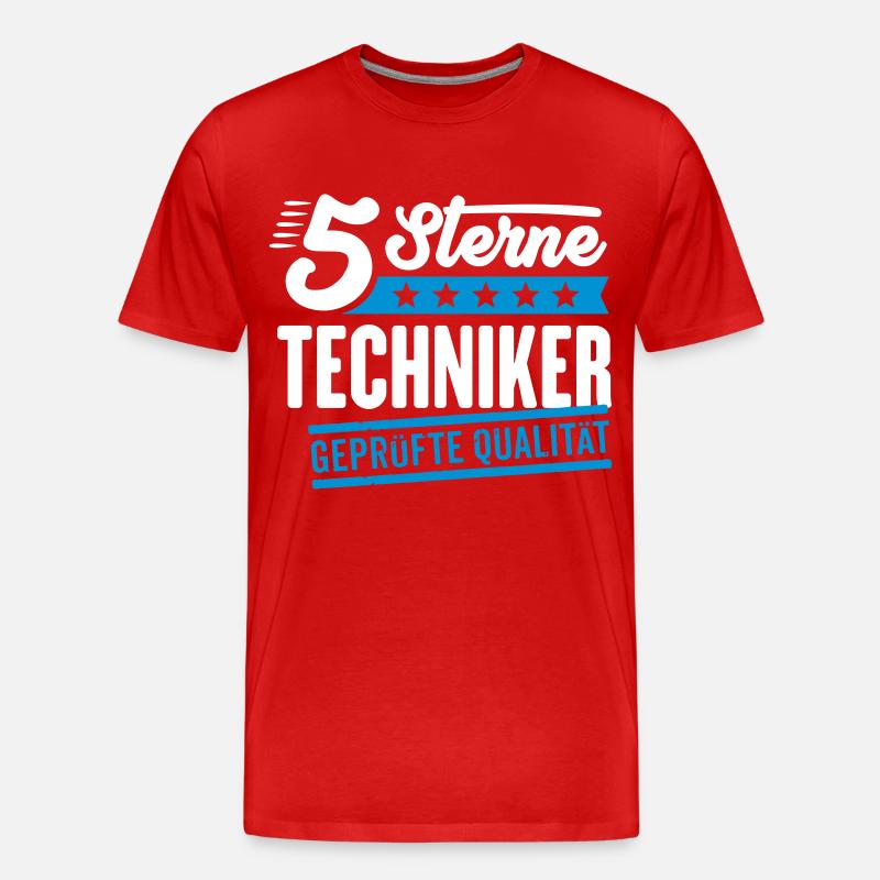5Sterne Techniker - Männer Premium Bio T-Shirt - Rot