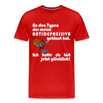 Antidepressiva Dieb - Männer Premium Bio T-Shirt - Rot - Vorne - Damien (186cm)