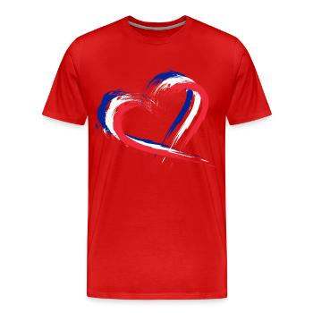 Drapeau coeur couleurs drapeau bannière france - T-shirt bio Premium Homme - rouge - Devant - Damien (186cm)