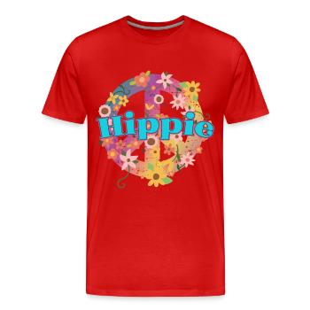 Cadeaux pour les hippies | Idées Cadeaux Hippie Peace - T-shirt bio Premium Homme - rouge - Devant - Damien (186cm)