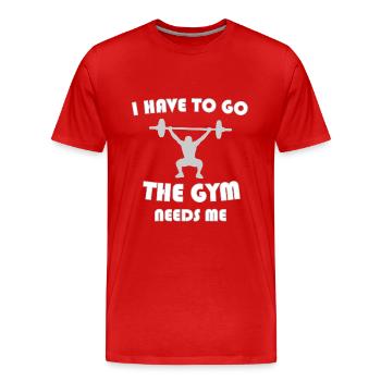 Gym gym sport musculation - T-shirt bio Premium Homme - rouge - Devant - Damien (186cm)