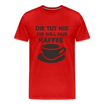 Kaffee Spruch Büro - Männer Premium Bio T-Shirt - Rot - Vorne - Damien (186cm)