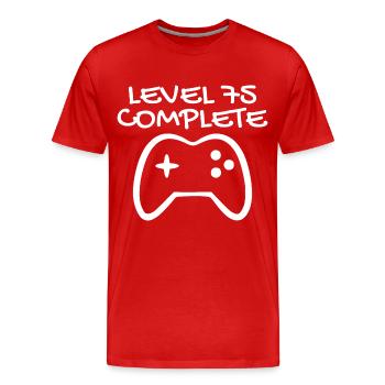 75 Geburtstag - Level 75 Complete - Gamer 75 Jahre - Männer Premium Bio T-Shirt - Rot - Vorne - Damien (186cm)