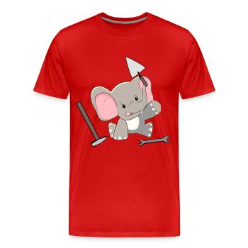 Elefant Handwerker Hausmeister Werkzeug Kinder - Männer Premium Bio T-Shirt - Rot - Vorne - Damien (186cm)