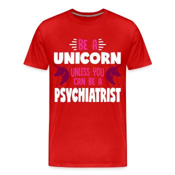 Pferd mit Horn oder Psychiater - Männer Premium Bio T-Shirt - Rot - Vorne - Damien (186cm)