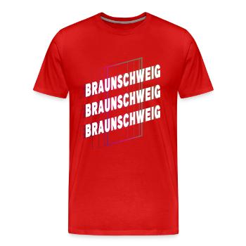 Braunschweig Allemagne City Font Skyline - T-shirt bio Premium Homme - rouge - Devant - Damien (186cm)